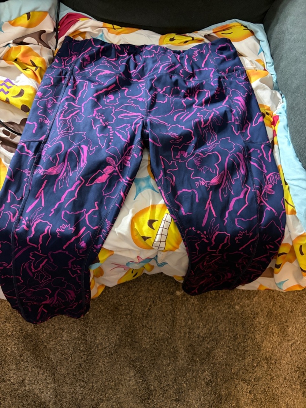 Avia Navy Capris with Bright Pink Abstract Print